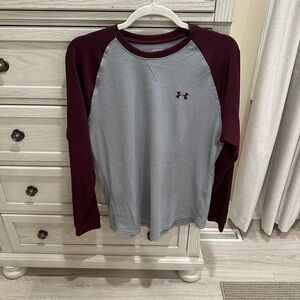 Under Armour Men's Long Sleeve Shirt - Gray and Maroon